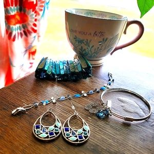 Aqua & Silver bundle of jewelry